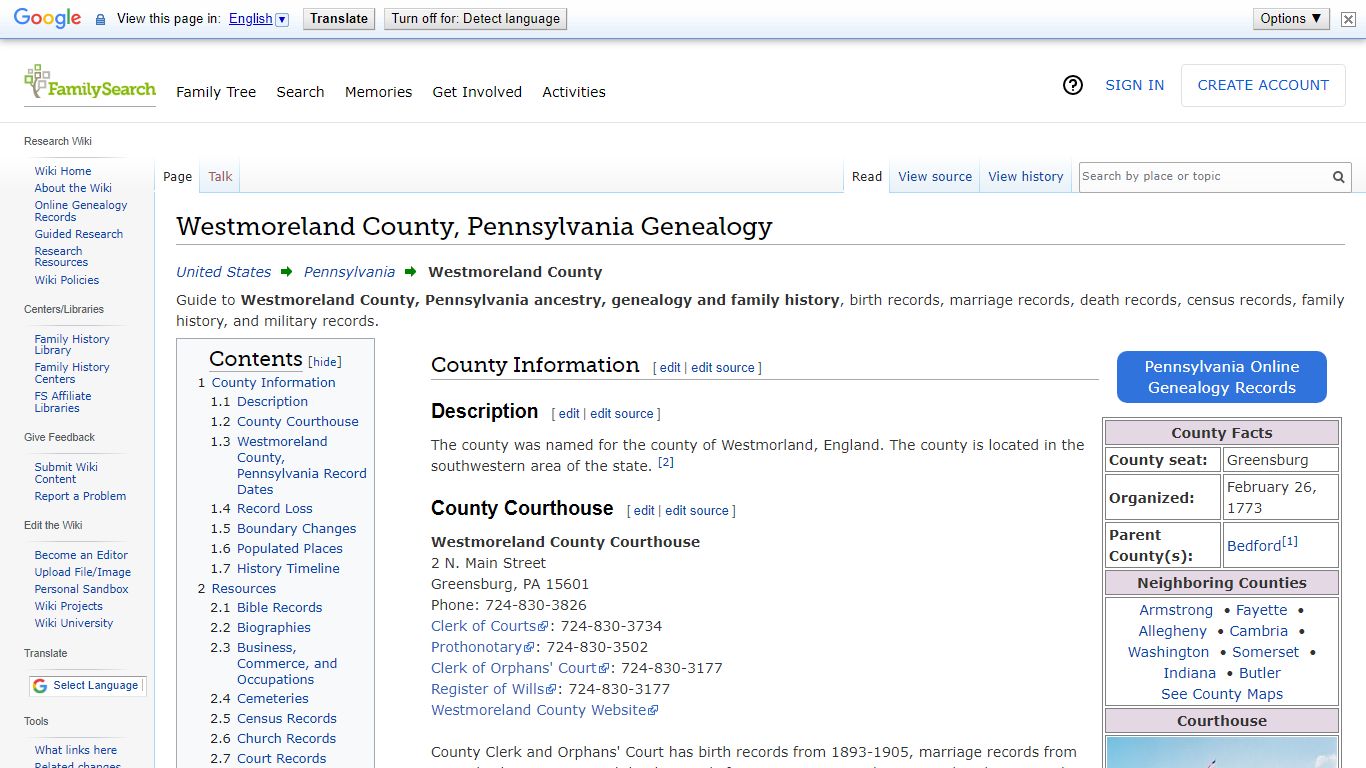 Westmoreland County, Pennsylvania Genealogy • FamilySearch